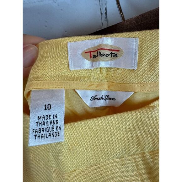 TALBOTS Irish linen 100% linen lined yellow dress ankle pants size 10 NWT - Picture 4 of 7